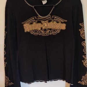 Harley-Davidson Black and Gold Long Sleeve Tee